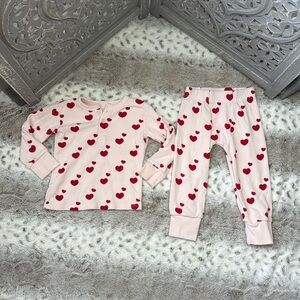 Monica & Andy matching set girls 2T heart polka dot thermal pajamas Lovecore